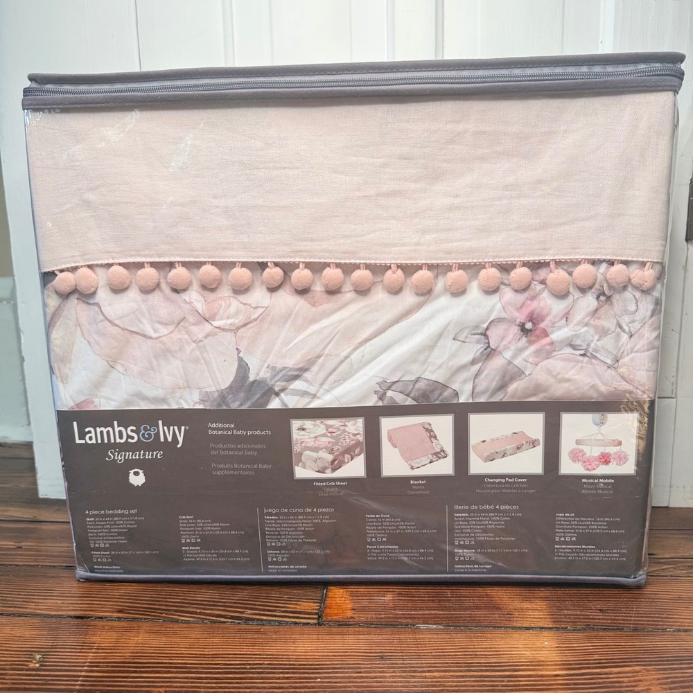 Lambs & Ivy Signature Botanical Baby
4 Piece Crib Bedding Set Pink Floral NEW - Picture 2 of 7